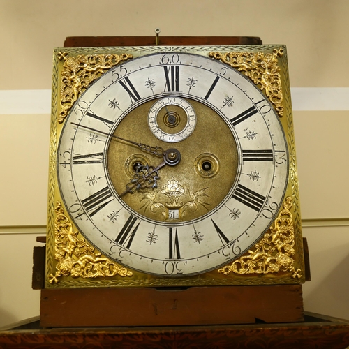 5 - An 18th century walnut and marquetry cased 8-day longcase clock, the 12