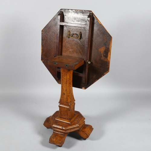 53 - A 19th century Italian parquetry specimen wood tilt-top octagonal wine table, with star and sun moti... 