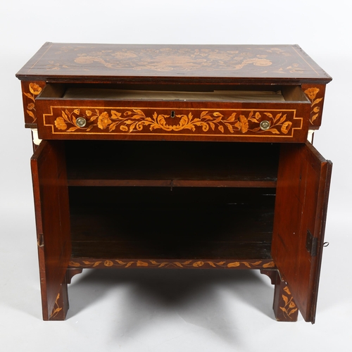 65 - A 19th century Dutch marquetry inlaid walnut sideboard, the top decorated with flowing basket of flo... 