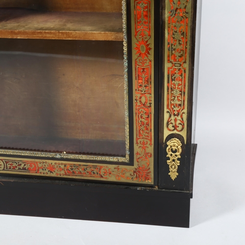 66 - 19th century French Boulle marquetry pier cabinet, with arch glazed panelled doors and gilt-bronze m... 