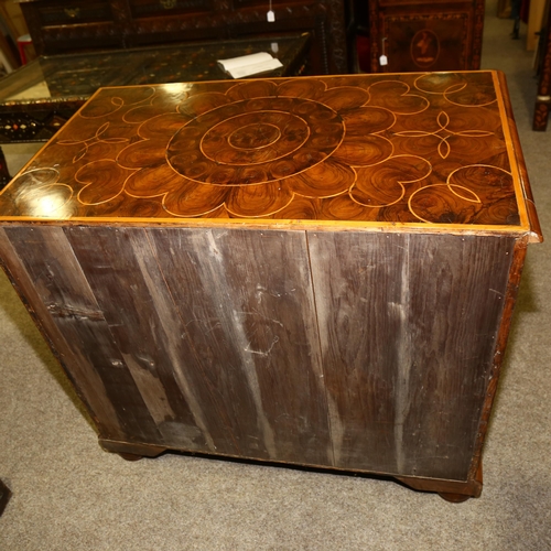 67 - A William and Mary oyster laburnum veneer chest of drawers, circa 1690, with olive wood heart inlay,... 