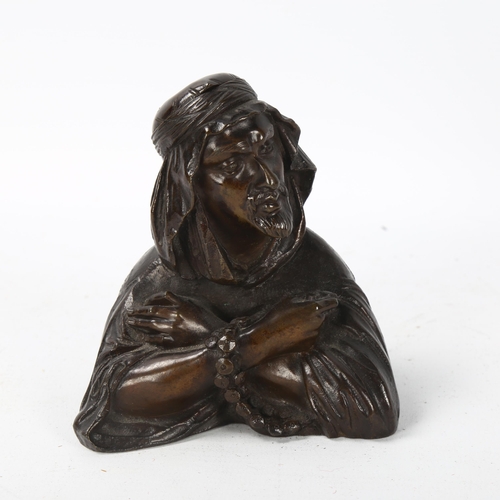 72 - Alphonse Giroux (1776 - 1848), patinated bronze inkstand, in the form of an Arab, with hinged headdr... 