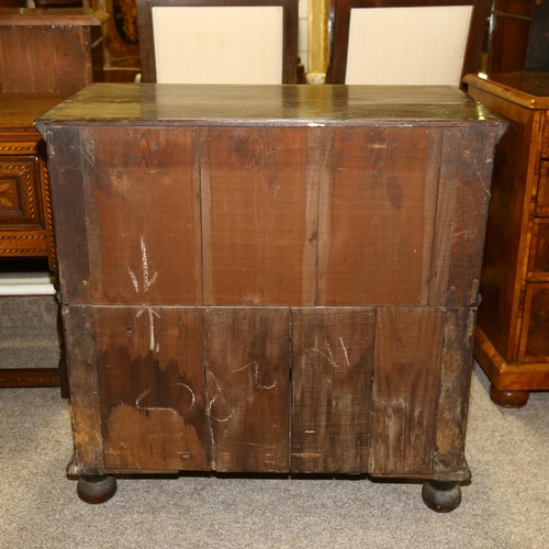 74 - An 18th century oak chest of 3 long drawers, with moulded panelled drawer fronts, width 88cm, depth ... 