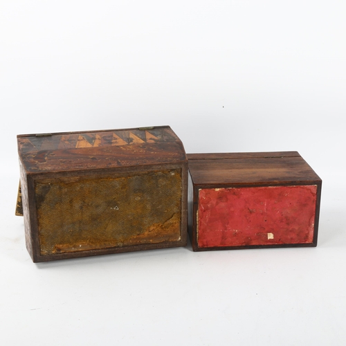 76 - 2 x 19th century Tunbridge Ware boxes, comprising a cube parquetry inlaid stationery box with slopin... 