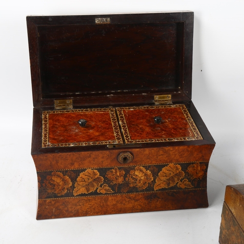 78 - 19th century Tunbridge Ware dome-top box, the micro-mosaic lid depicting Eridge Castle, floral marqu... 