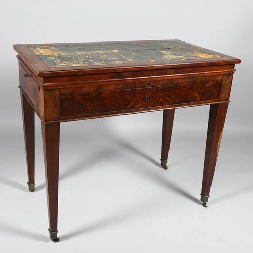 85 - An early 19th century mahogany architect's desk, with cantilever rise and fall action leather inset ... 