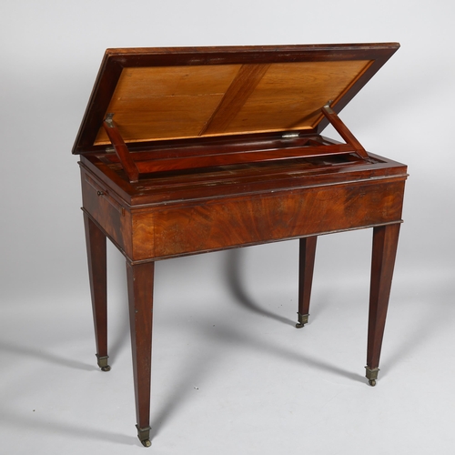 85 - An early 19th century mahogany architect's desk, with cantilever rise and fall action leather inset ... 