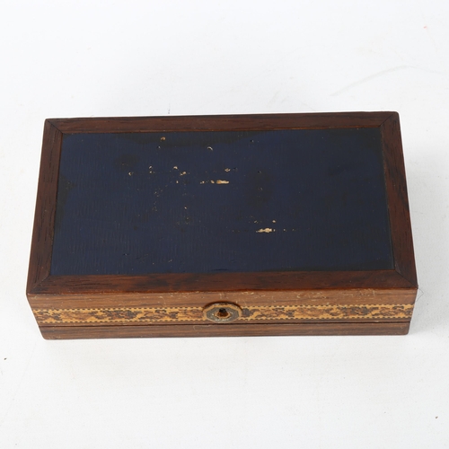 87 - Victorian Tunbridge Ware box, the micro-mosaic lid depicting 2 field mice in parquetry surround, 17.... 