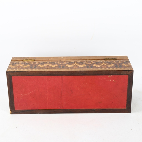 89 - 19th century Tunbridge Ware sewing box, cube parquetry decorated lid and floral micro-mosaic sides, ... 