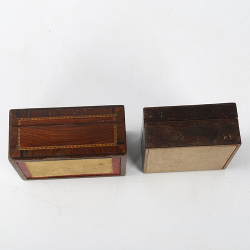 92 - A small 19th century square Tunbridge Ware box, with cube parquetry decorated lid, 7cm x 7cm x 3cm, ... 