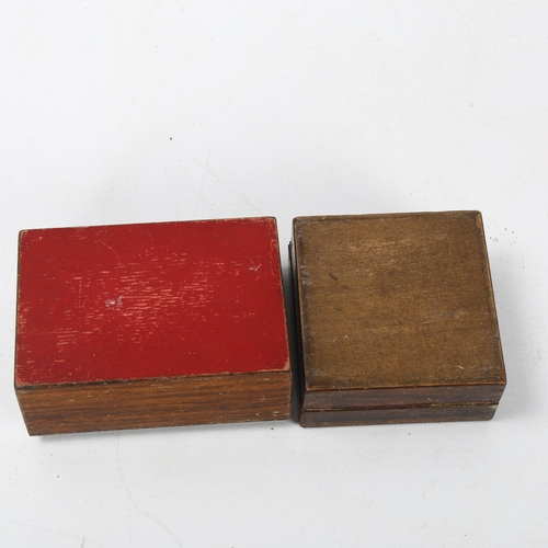 93 - A 19th century Tunbridge Ware box with cube parquetry decorated hinged lid, 8.5cm x 6cm x 3cm, and a... 