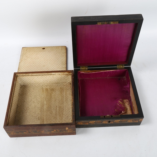 94 - A 19th century Tunbridge Ware box, with floral micro-mosaic hinged lid, 15cm x 15cm x 6cm, and a Tun... 