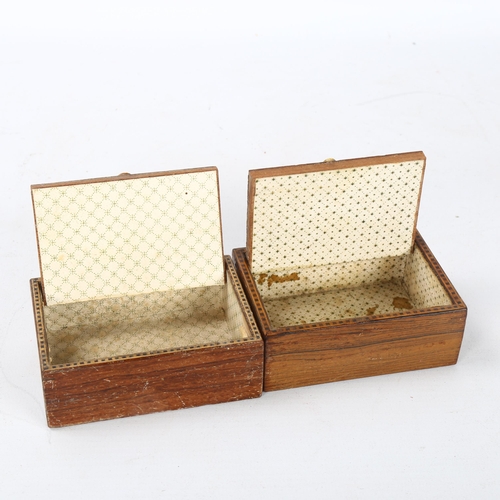 97 - 2 similar 19th century Tunbridge Ware floral micro-mosaic boxes with hinged lids, 9cm x 6cm x 3cm (2... 