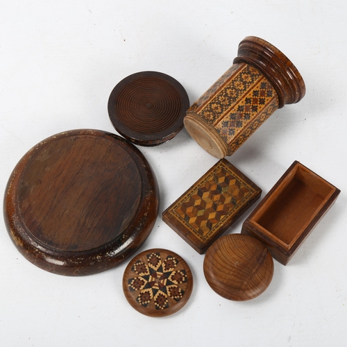 98 - 4 pieces of 19th century Tunbridge Ware, including a rosewood box with octagonal sides, height 8cm, ... 