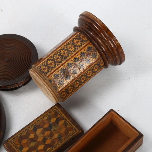 98 - 4 pieces of 19th century Tunbridge Ware, including a rosewood box with octagonal sides, height 8cm, ... 