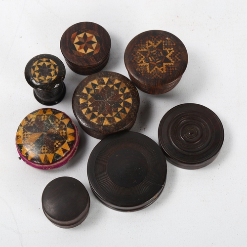 99 - A group of 8 small 19th century treen and Tunbridge Ware pots (8)