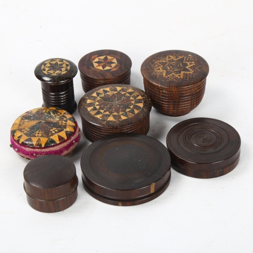 99 - A group of 8 small 19th century treen and Tunbridge Ware pots (8)