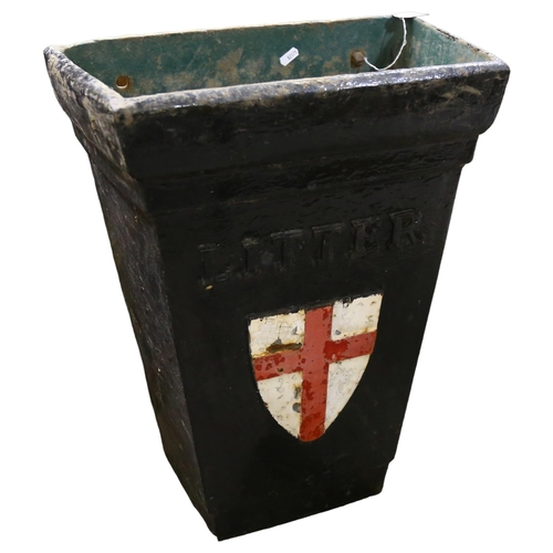 109 - A Victorian City Of London cast-iron wall-mounted litter bin, height 60cm