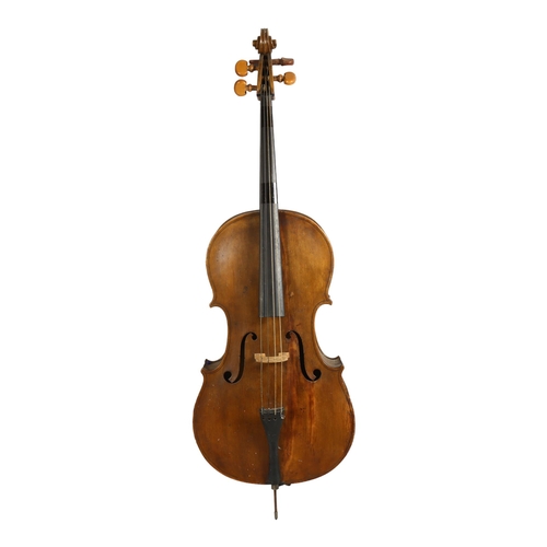 130 - 19th century three-quarter size cello, no maker's marks, body length 65cm