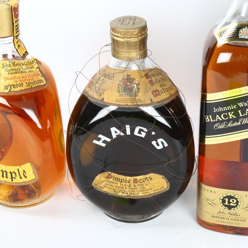 135 - 2 bottles of Haig's Dimple Scotch Whisky, and a bottle of Johnnie Walker Black Label 12 Year Aged Ex... 