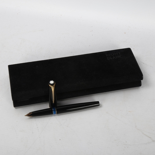 155 - Mont Blanc No 22, black and gold metal fountain pen, boxed with papers