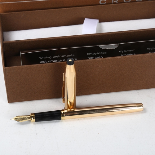 156 - Cross fountain pen 14K gold filled body and 18K gold nib, boxed with papers