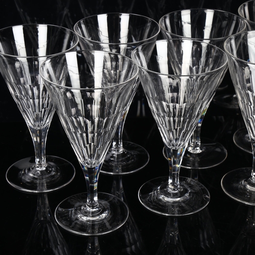 163 - A set of 8 conical-shaped wine glasses, with slice-cut bowls, height 14.5cm (8)