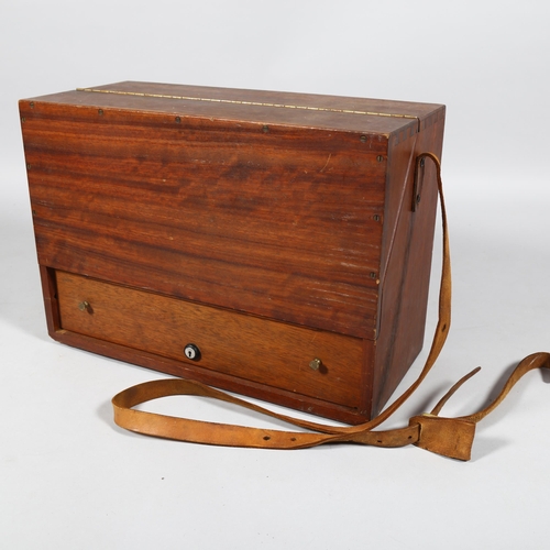 175 - A mahogany gun box with drawer below, length 50cm