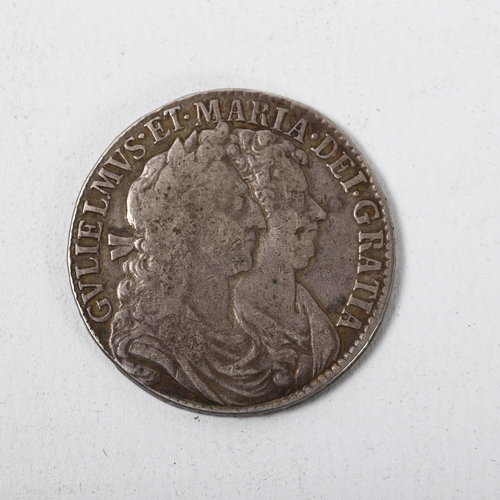 201 - William and Mary silver half crown dated 1689, 14.7g, diameter 33mm