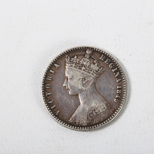 203 - A Victorian Godless florin dated 1849, 11.2g, diameter 27.8mm