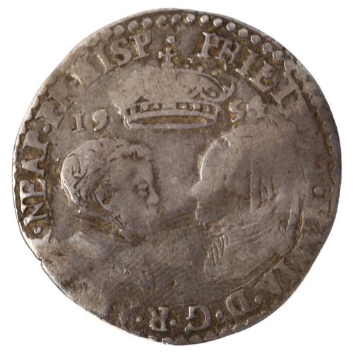 211 - A Philip and Mary ?? silver sixpence dated 1554, 3g, diameter 26.8mm