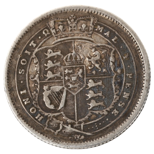 222 - A George III silver shilling dated 1819, 5.6g, diameter 23.5mm