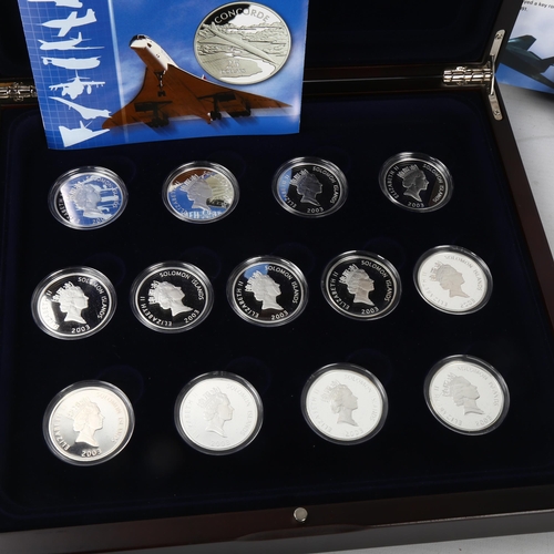 229 - The Royal Mint History of Powered Flight Silver Proof Coin Collection of 13 x 999 fine silver coins,... 