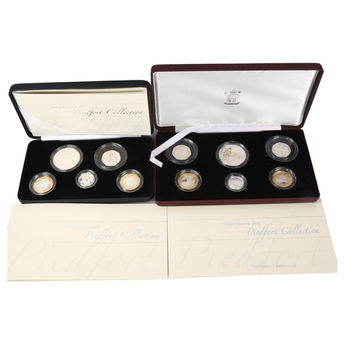 232 - 2 Royal Mint Piedfort Collection 925 Silver Proof coin sets, 2007 and 2006, in presentation case