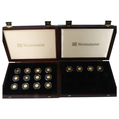 234 - Westminster Mint Smallest Gold Coins of the World Collection, 28 coins in total, 24ct gold, most coi... 