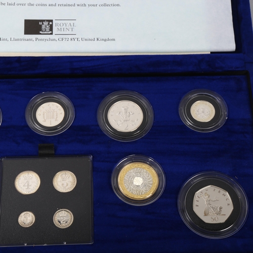 243 - Royal Mint Millennium Silver Coin Collection, including Maundy set, all coins 925 silver, in present... 