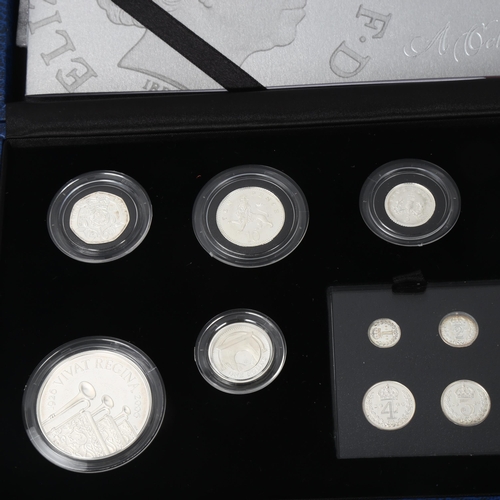 244 - Royal Mint Queen's 80th Birthday Silver Proof Coin Collection, including Maundy set, all coins 925 s... 