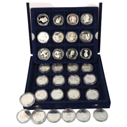 245 - A collection of 31 silver proof coins, many related to Royal Golden Wedding, presentation case, no c... 