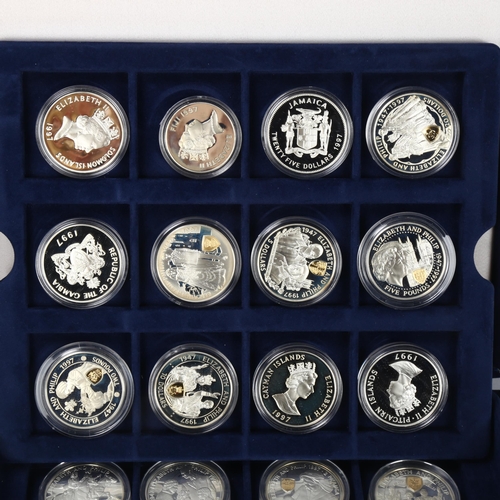 245 - A collection of 31 silver proof coins, many related to Royal Golden Wedding, presentation case, no c... 