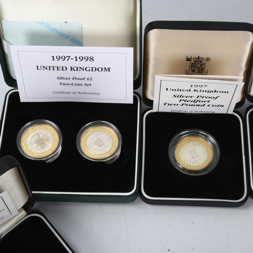 249 - A collection of 7 x 925 silver proof Two Pound coins, in presentation boxes with certificates