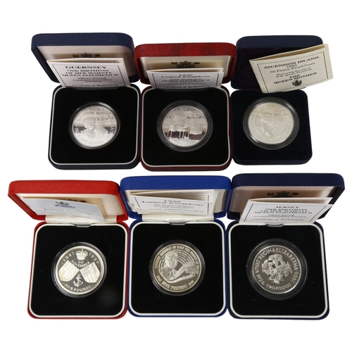 254 - A collection of 7 Silver Proof Commemorative coins, in presentation boxes with certificates