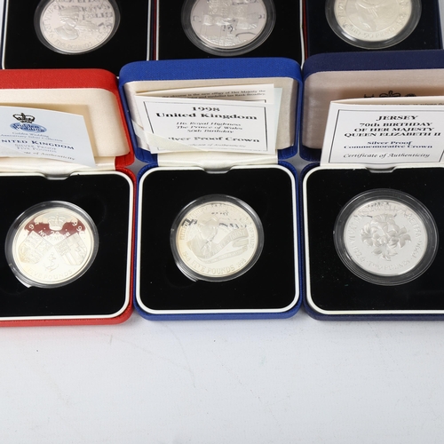 254 - A collection of 7 Silver Proof Commemorative coins, in presentation boxes with certificates