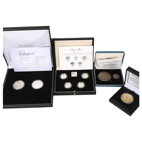 255 - 4 cased silver proof coins sets, including Piedfort One Pound Coin Silver Proof Collection