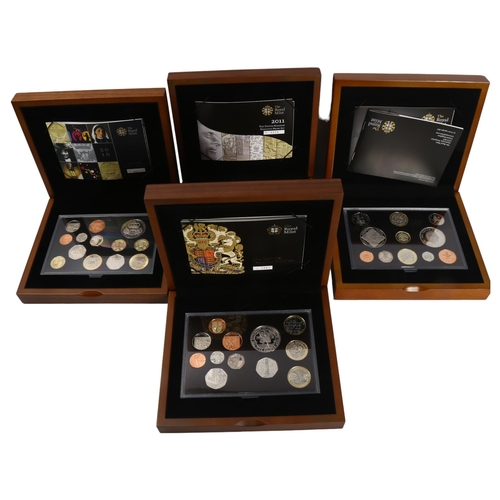 257 - The Royal Mint - 4 Executive Proof sets of coins, 2008 to 2011, in presentation boxes with certifica... 