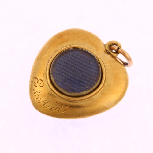 1107 - A Victorian blue enamel and pearl cross heart memorial locket pendant, circa 1860, unmarked gold set... 