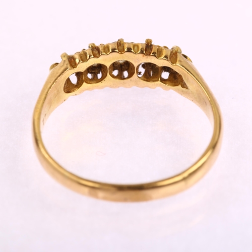 1132 - An early 20th century 18ct gold graduated five stone diamond half hoop ring, set with old-cut diamon... 