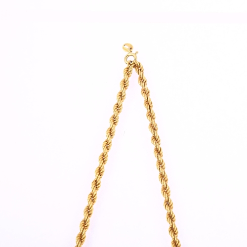 1140 - An Italian 9ct gold rope twist chain necklace, length 48cm, 14.5g