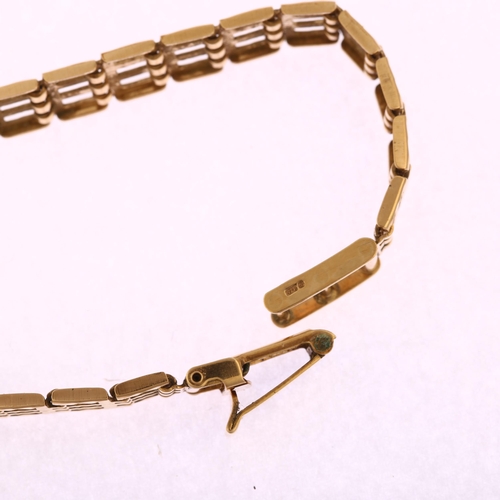 1180 - A late 20th century 9ct gold gatelink bracelet, diamond cut design, hallmarks Birmingham 1991, lengt... 