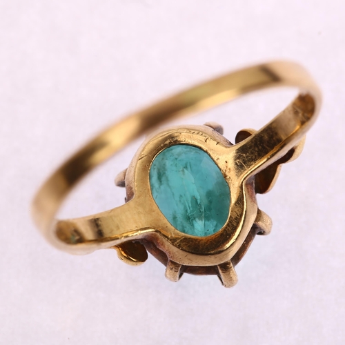 1191 - ** WITHDRAWN**  An 18ct gold solitaire emerald ring, claw set with 1.38ct oval mixed-cut emerald and... 