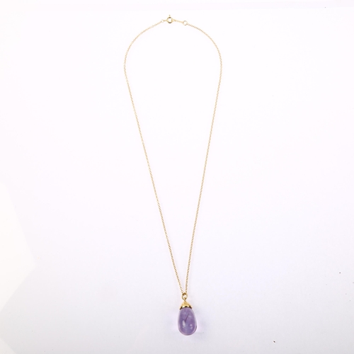 1220 - PALOMA PICASSO for TIFFANY & CO - an 18ct gold amethyst drop pendant necklace, set with polished tea... 